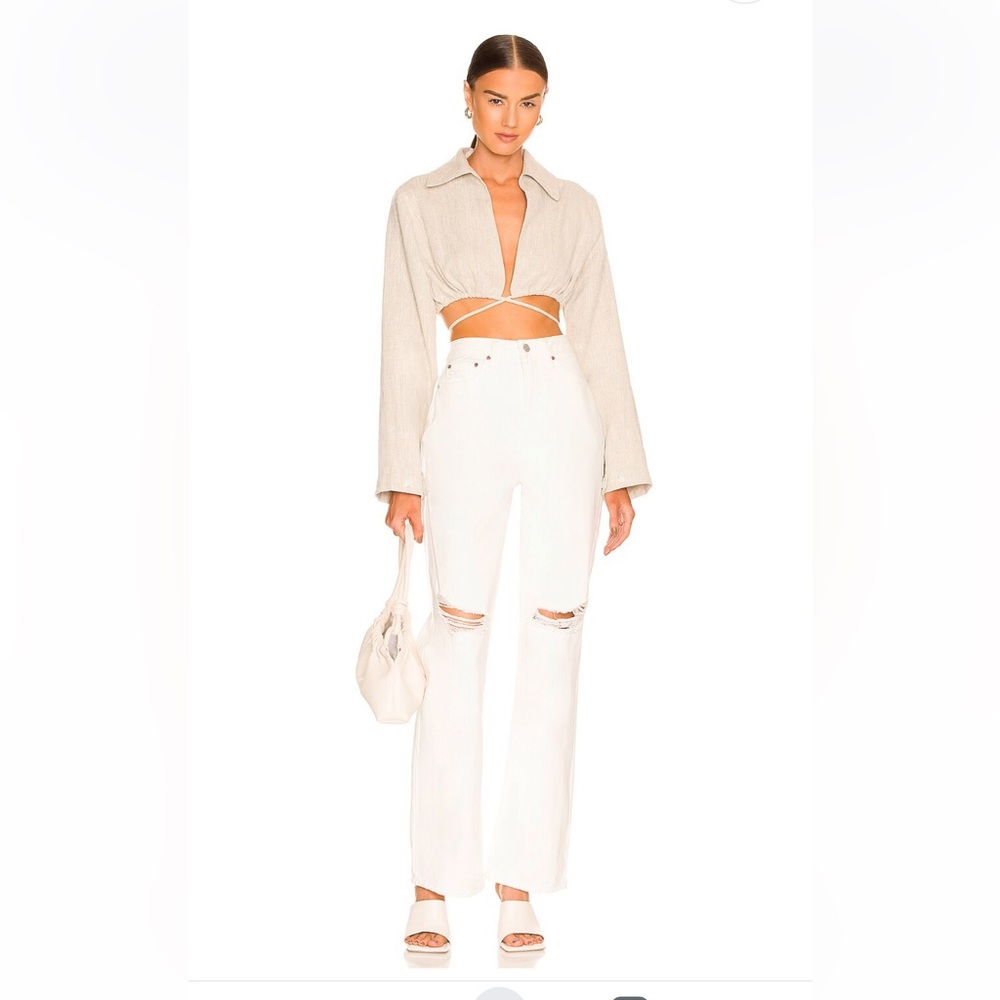 REVOLVE AFRM ODEN STRAIGHT JEANS IN BRIGHT WHITE 25 - Picture 1 of 6